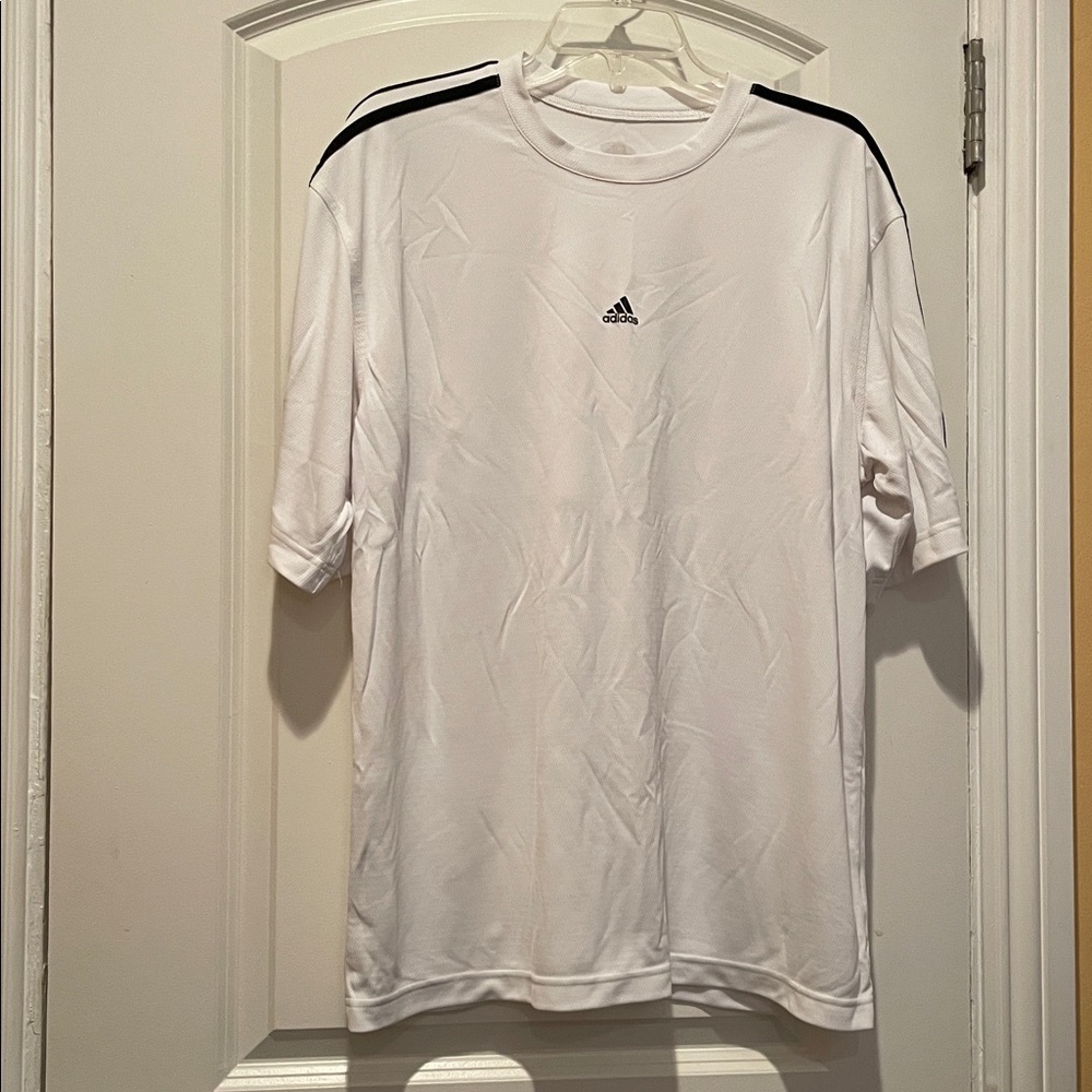 Adidas Climalite White Short Sleeve  Crew Neck Breathable Athletic Shirt
